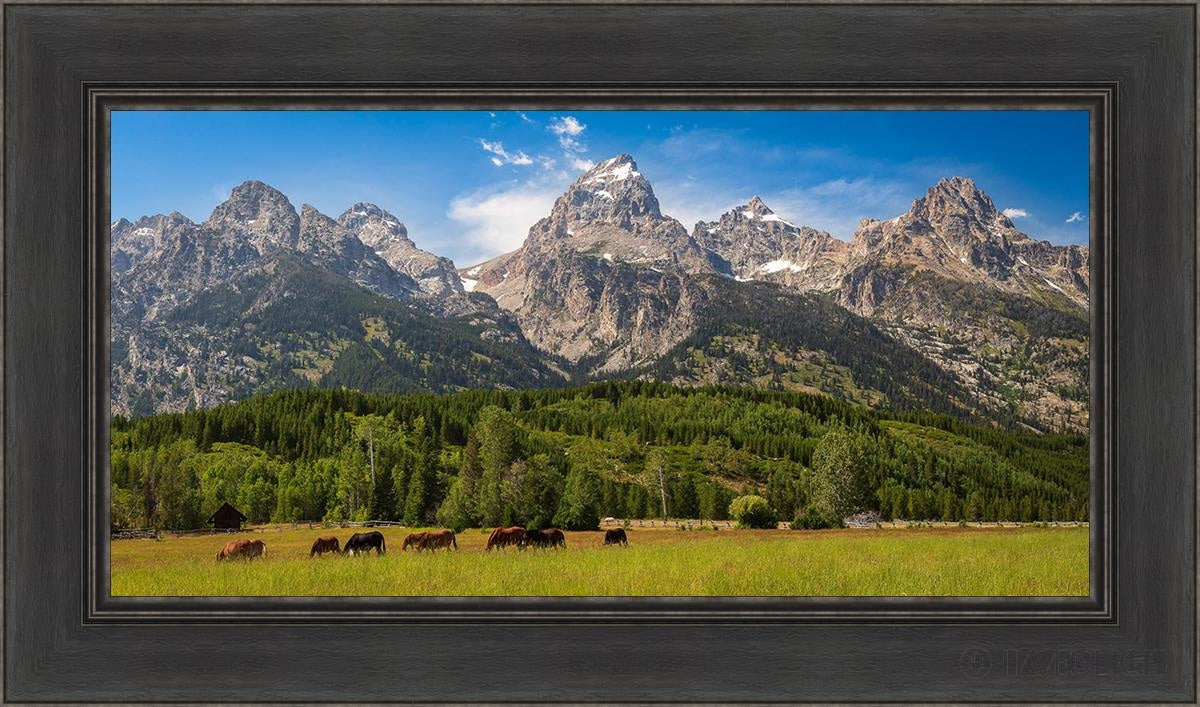 Panorama Of Grand Teton Mountain Range Wyoming Open Edition Canvas / 30 X 15 Black 36 1/2 21 Art