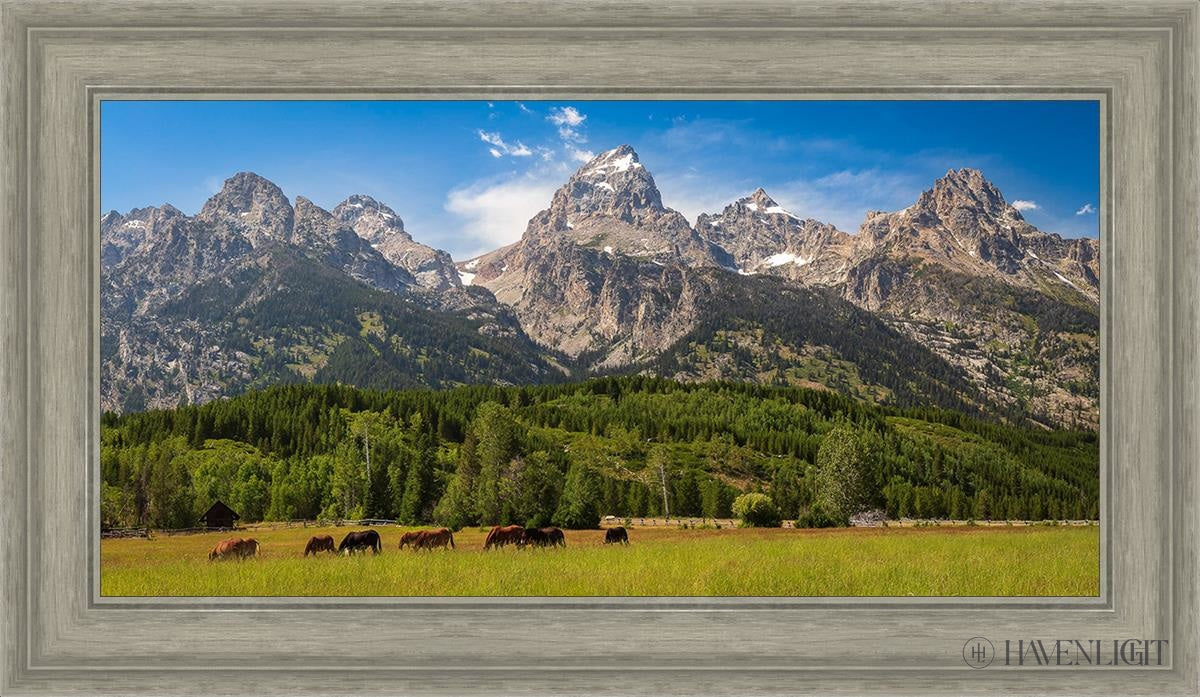 Panorama Of Grand Teton Mountain Range Wyoming Open Edition Canvas / 30 X 15 Gray 35 3/4 20 Art