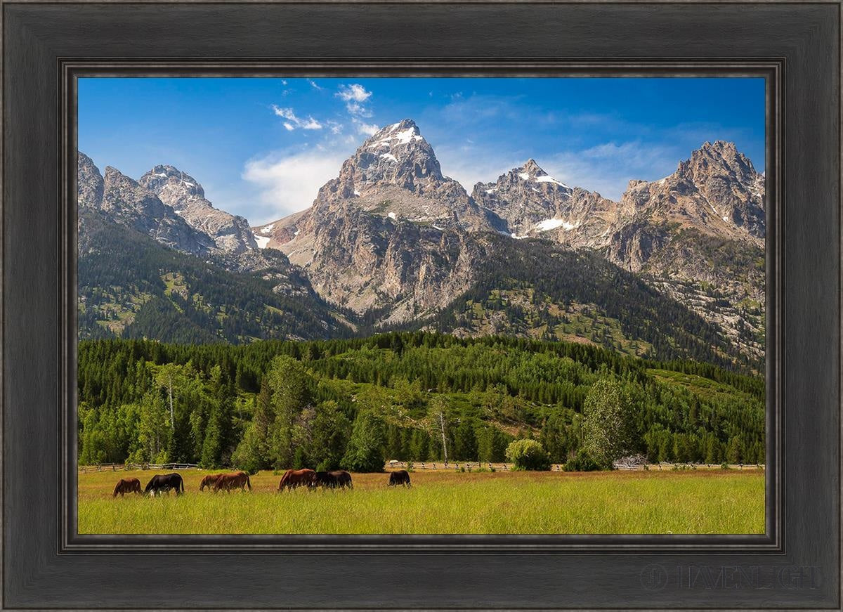 Panorama Of Grand Teton Mountain Range Wyoming Open Edition Canvas / 30 X 20 Black 36 1/2 26 Art