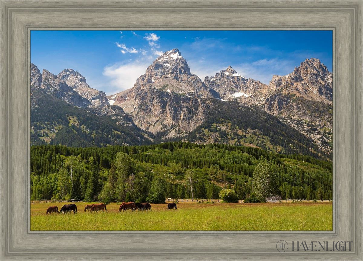 Panorama Of Grand Teton Mountain Range Wyoming Open Edition Canvas / 30 X 20 Gray 35 3/4 25 Art