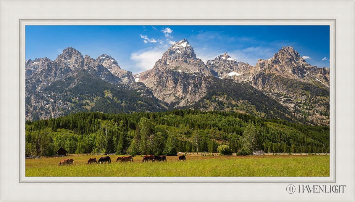 Panorama Of Grand Teton Mountain Range Wyoming Open Edition Canvas / 48 X 24 White 55 3/4 31 Art