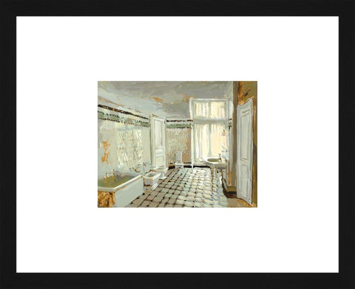 Parisian Bathroom Open Edition Print / 10 X 8 Frame Ibl 21 3/4 17 Art
