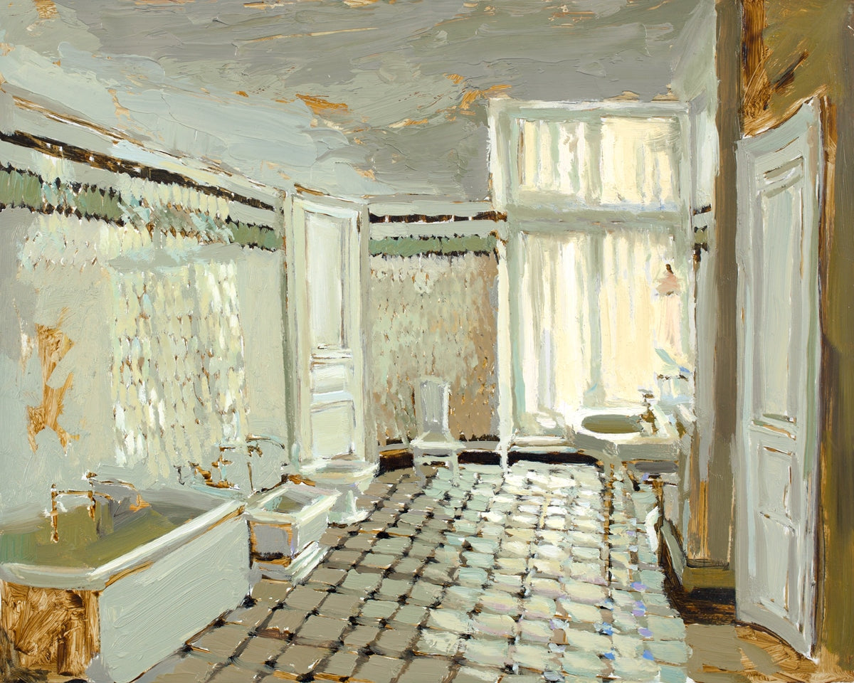 Parisian Bathroom Open Edition Canvas / 32 X 25 Rolled In Tube Art