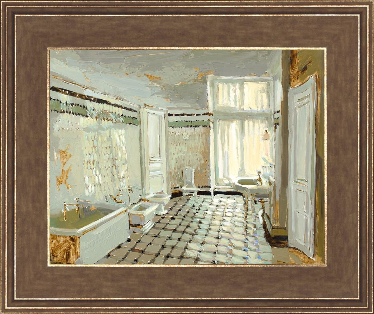 Parisian Bathroom Open Edition Print / 14 X 11 Gold 18 3/4 15 Art