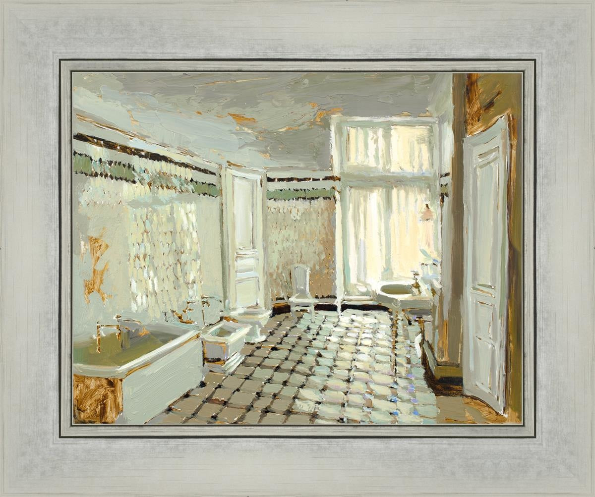 Parisian Bathroom Open Edition Print / 14 X 11 Silver 18 1/4 15 Art