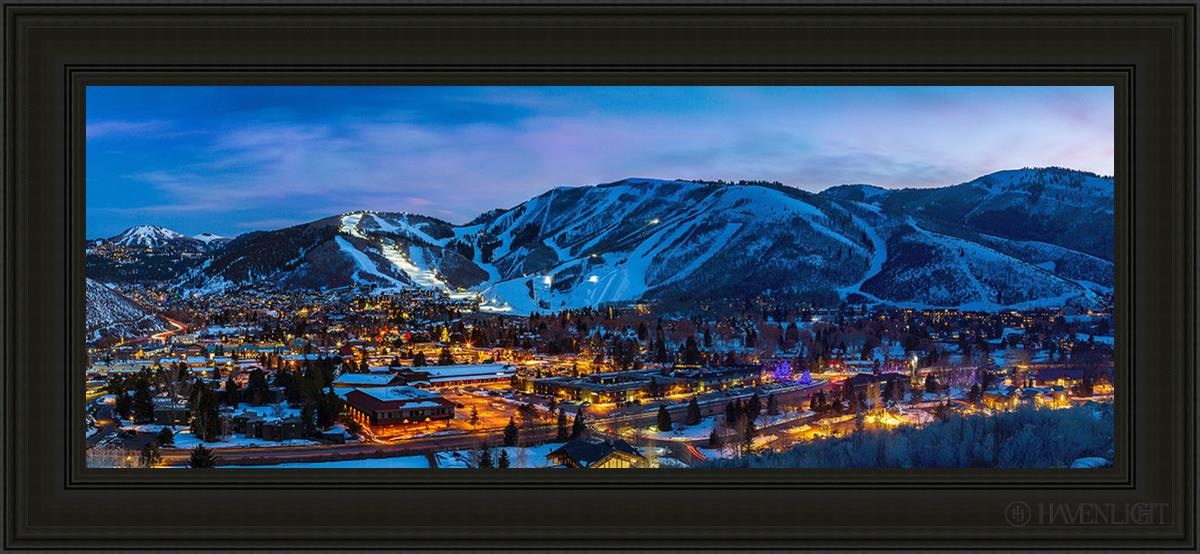 Park City Utah At Twilight Open Edition Canvas / 48 X 18 Black 55 3/4 25 Art