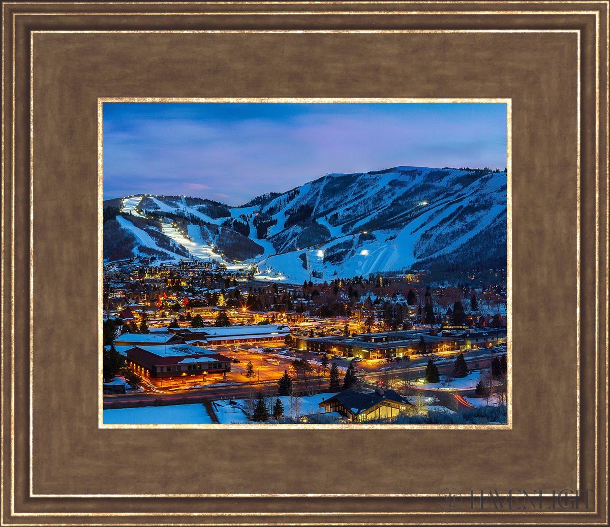 Park City Utah At Twilight Open Edition Print / 10 X 8 Gold 14 3/4 12 Art