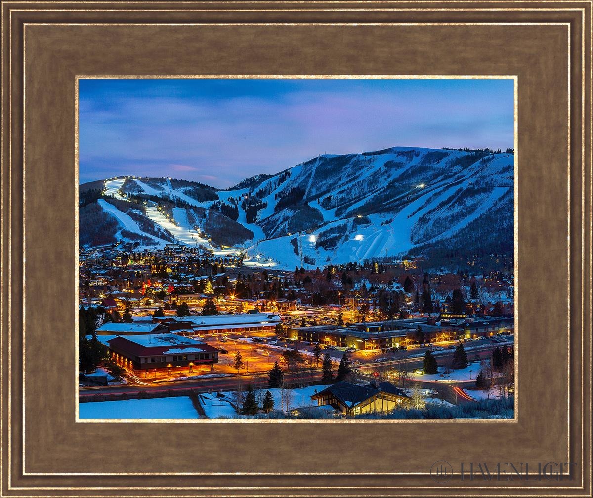 Park City Utah At Twilight Open Edition Print / 14 X 11 Gold 18 3/4 15 Art