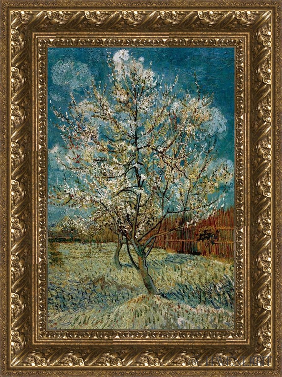Peach Tree In Blossom Open Edition Print / 12 X 18 Gold 17 3/4 23 Art