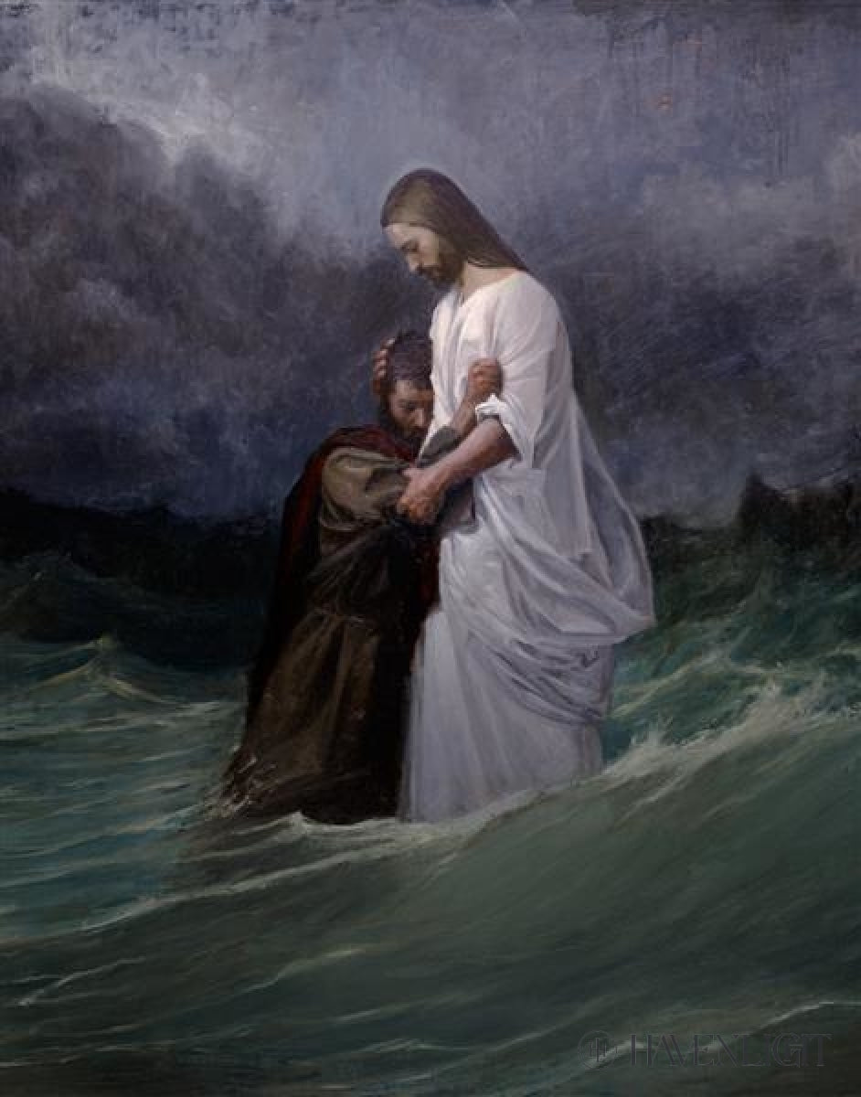 jesus and peter walking on water