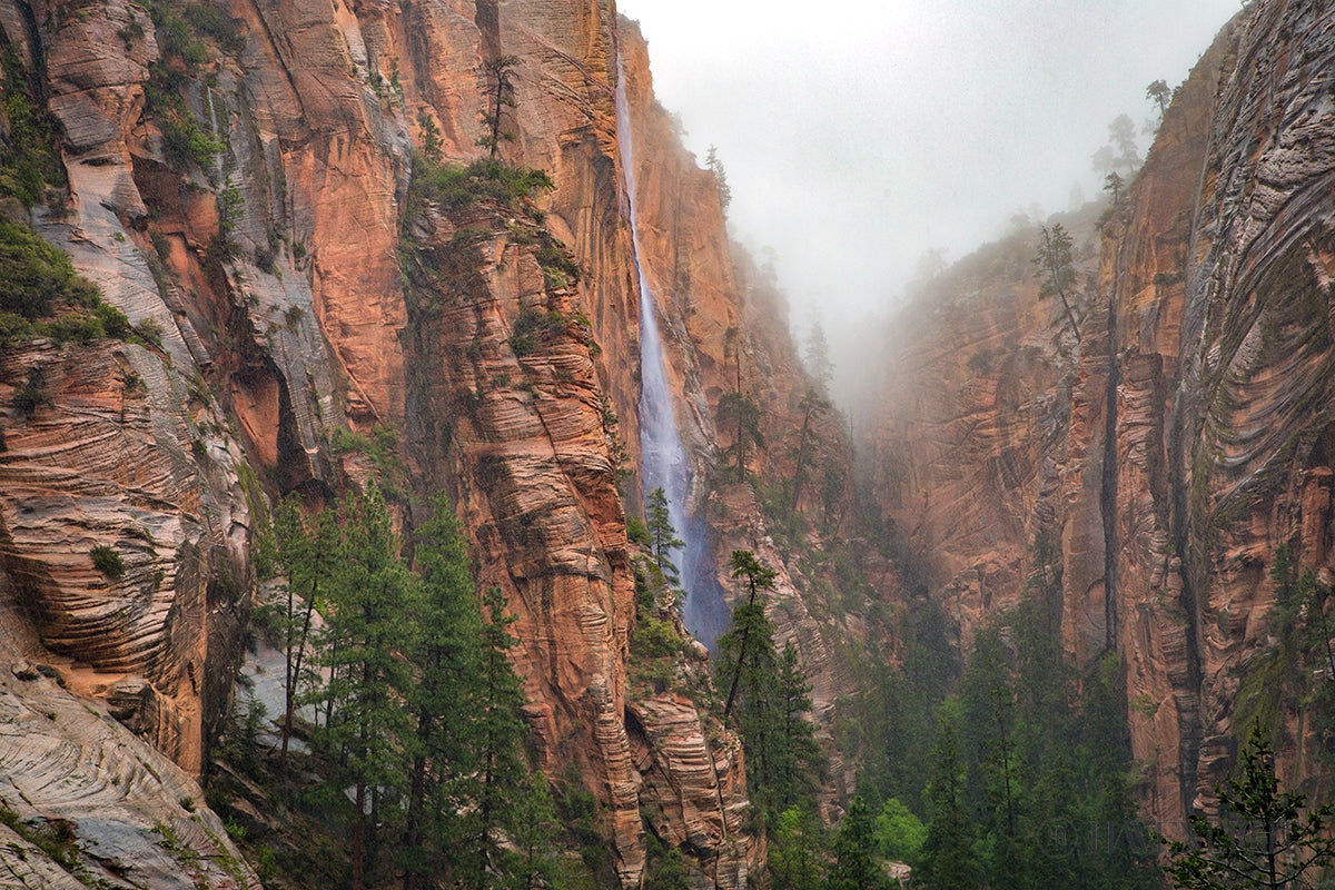 Refrigerator Canyon Waterfall Zion National Park Utah Open Edition Canvas / 18 X 12 Rolled In Tube