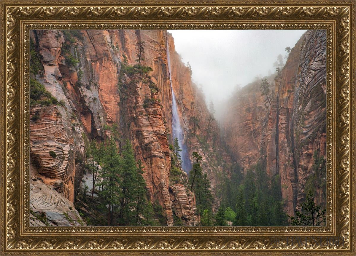 Refrigerator Canyon Waterfall Zion National Park Utah Open Edition Canvas / 30 X 20 Gold 35 3/4 25
