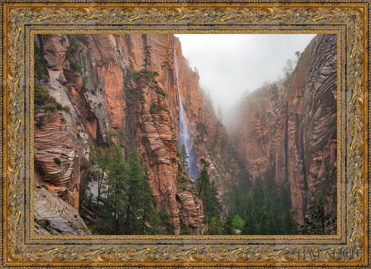 Refrigerator Canyon Waterfall Zion National Park Utah Open Edition Canvas / 36 X 24 Gold 43 3/4 31
