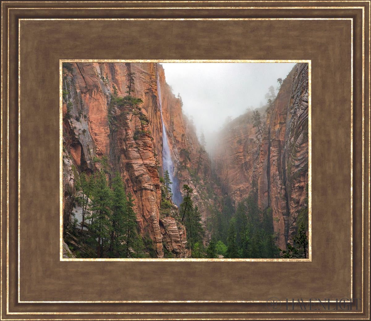 Refrigerator Canyon Waterfall Zion National Park Utah Open Edition Print / 10 X 8 Gold 14 3/4 12 Art