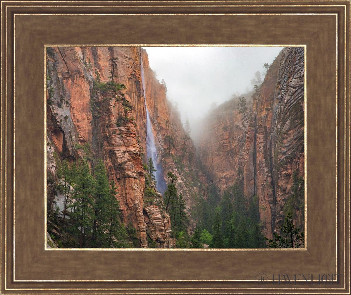 Refrigerator Canyon Waterfall Zion National Park Utah Open Edition Print / 14 X 11 Gold 18 3/4 15