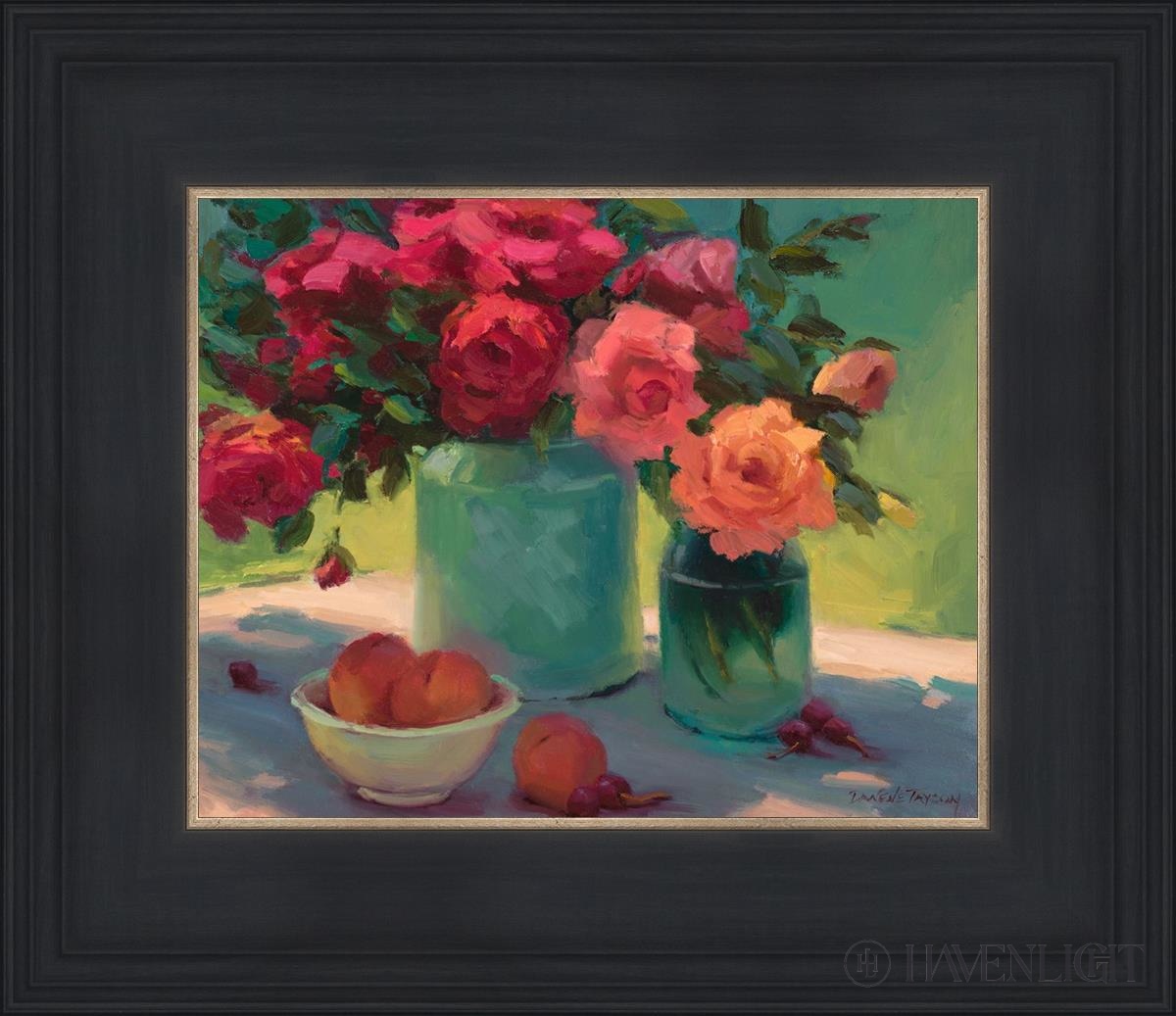 Roses In Early Light Open Edition Print / 10 X 8 Black 14 3/4 12 Art