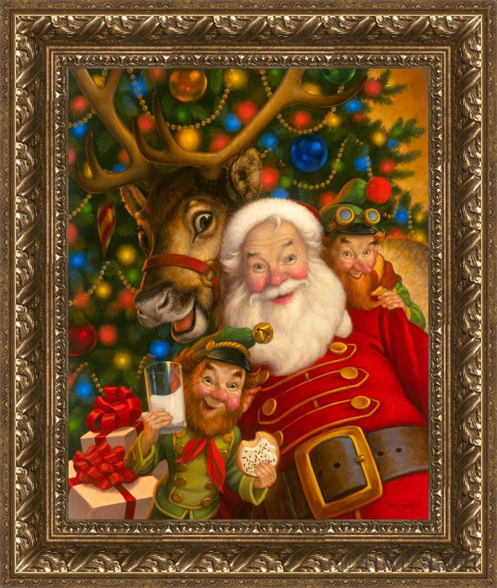 Santas Selfie Open Edition Canvas / 16 X 20 Gold 21 3/4 25 Art