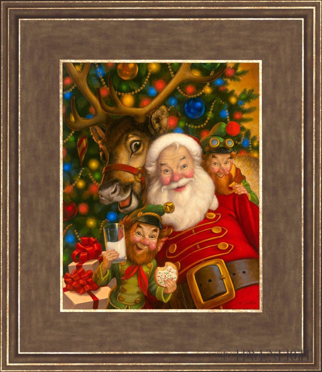 Santas Selfie Open Edition Canvas / 8 X 10 Gold 12 3/4 14 Art