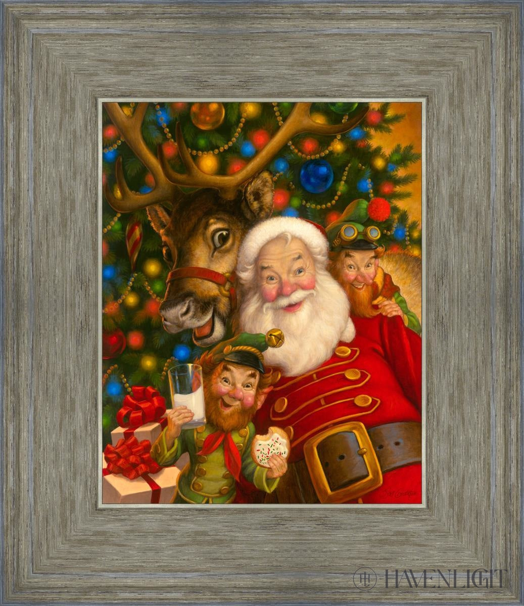 Santas Selfie Open Edition Canvas / 8 X 10 Gray 12 3/4 14 Art