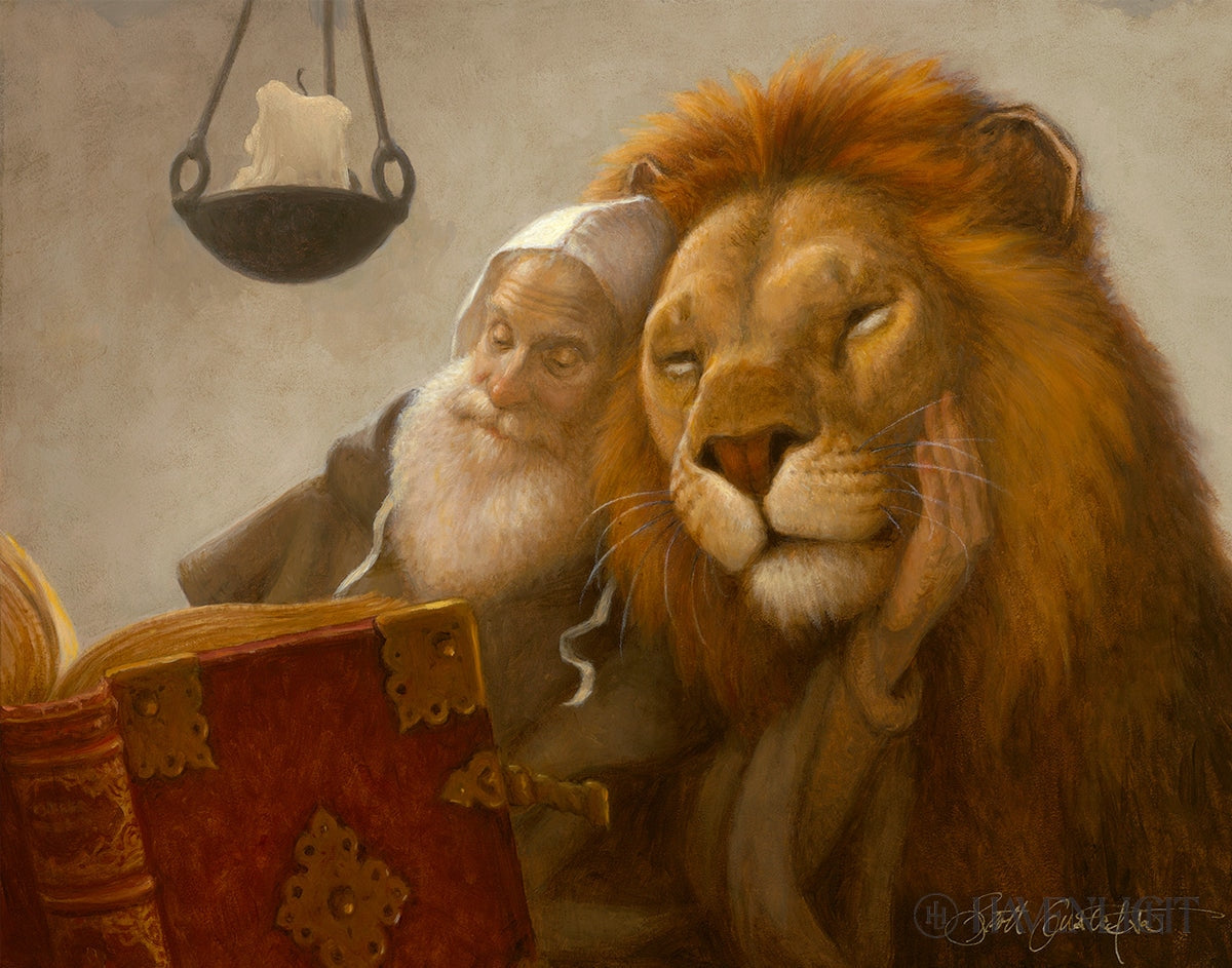 St. Jerome And The Lion Open Edition Canvas / 14 X 11 Rolled In Tube Art