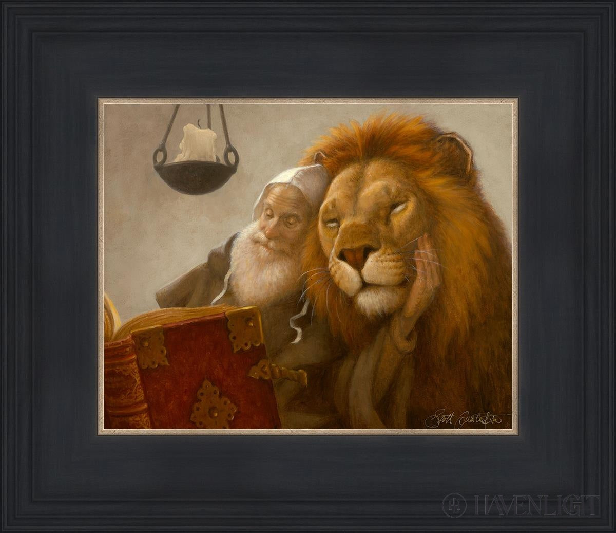 St. Jerome And The Lion Open Edition Print / 10 X 8 Black 14 3/4 12 Art