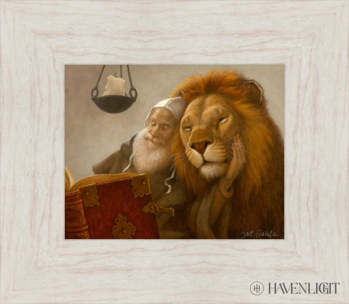 St. Jerome And The Lion Open Edition Print / 10 X 8 Ivory 15 1/2 13 Art