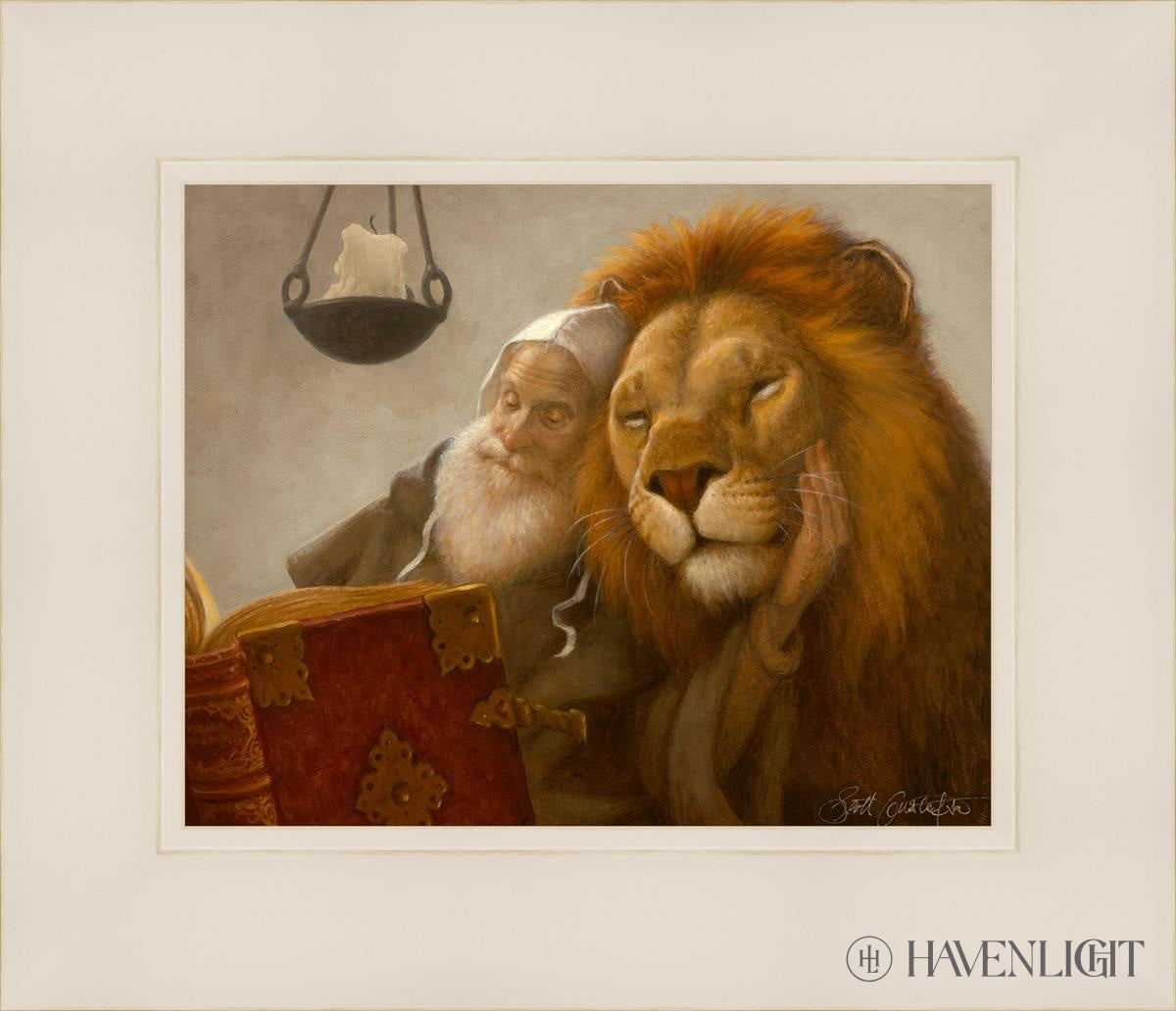 St. Jerome And The Lion Open Edition Print / 10 X 8 White 14 1/4 12 Art