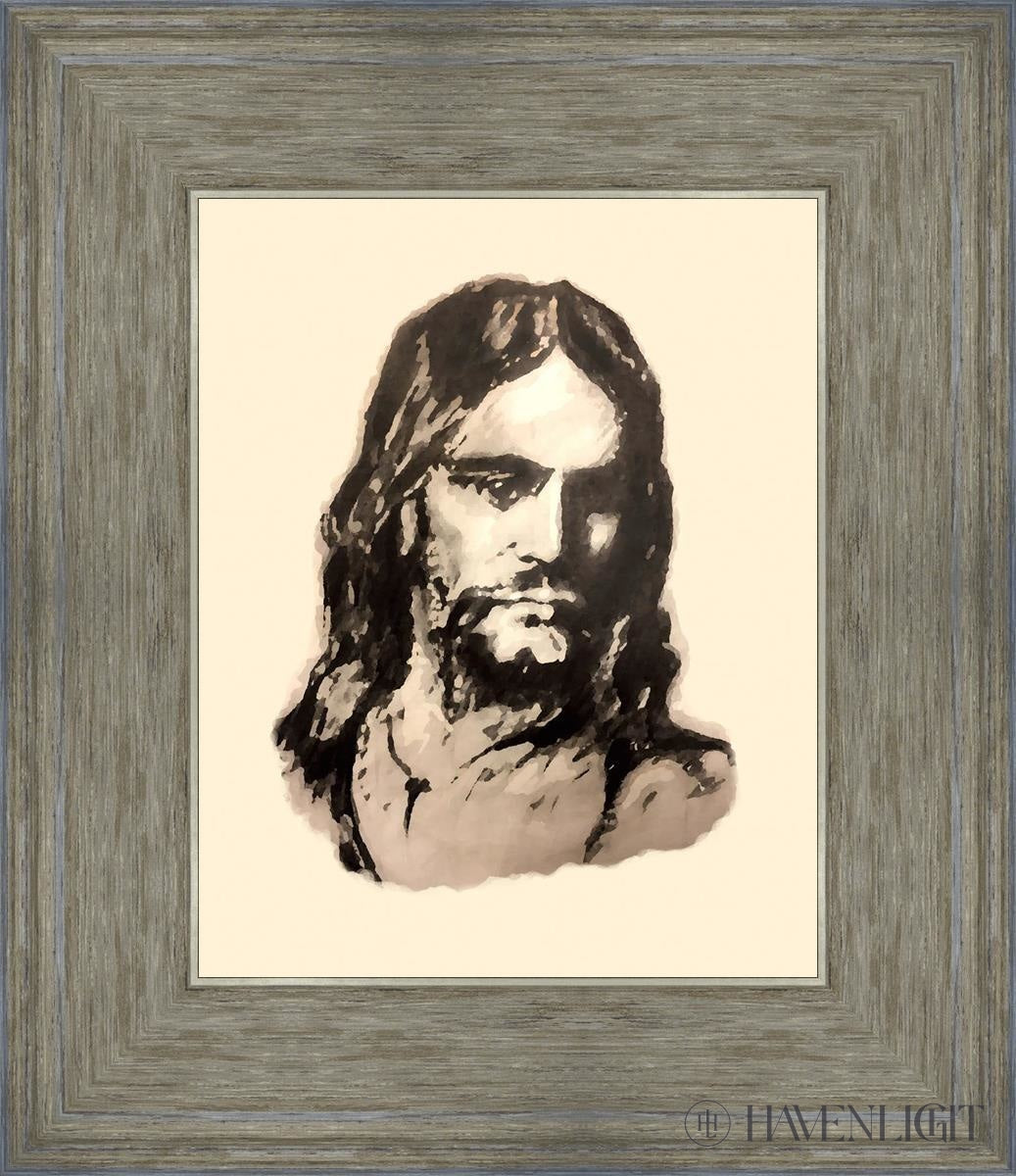The Christ (Filtered Pencil) Open Edition Print / 8 X 10 Gray 12 3/4 14 Art