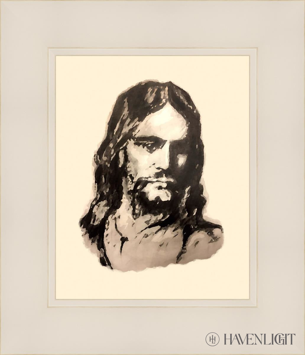The Christ (Filtered Pencil) Open Edition Print / 8 X 10 White 12 1/4 14 Art