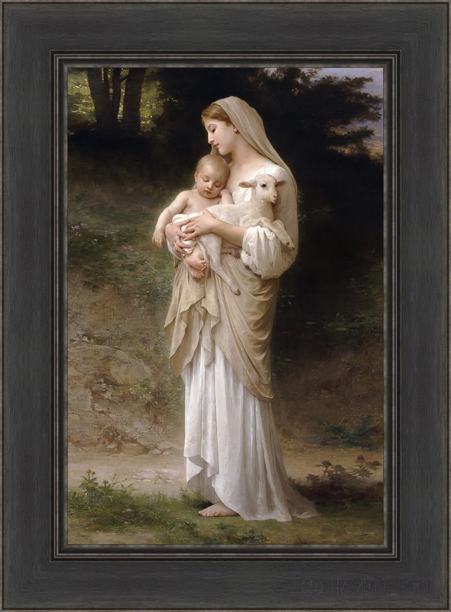 The Innocence by William Bouguereau woman with baby and a lamb on