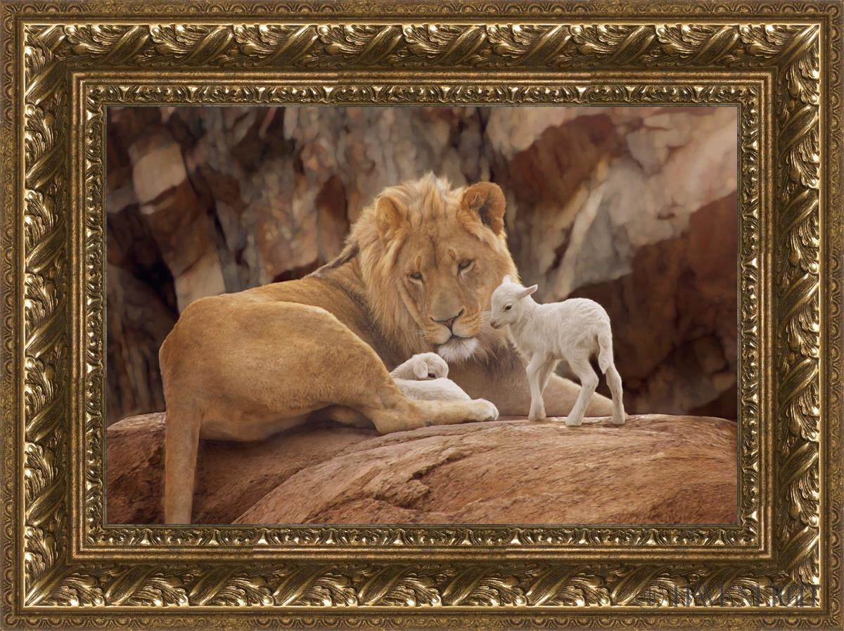 The Lion And Lamb Open Edition Canvas / 18 X 12 Gold 23 3/4 17 Art