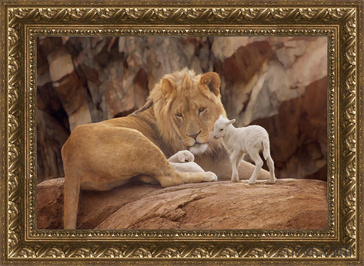 The Lion And Lamb Open Edition Canvas / 24 X 16 Gold 29 3/4 21 Art