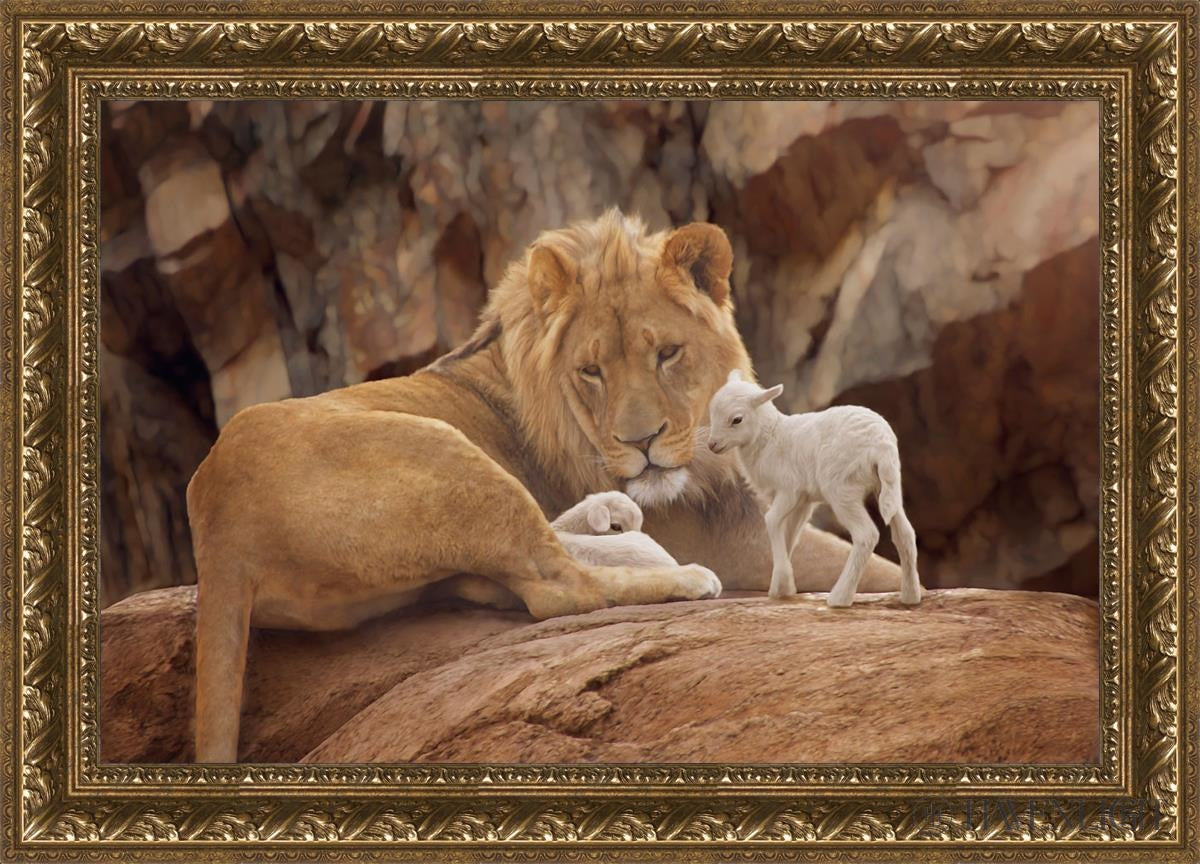 The Lion And Lamb Open Edition Canvas / 30 X 20 Gold 35 3/4 25 Art