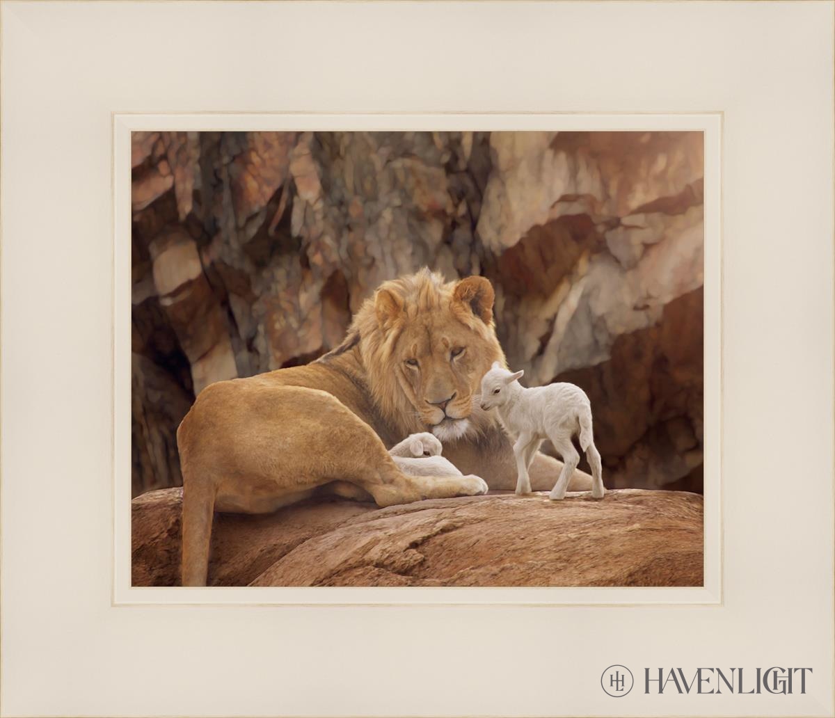 The Lion And Lamb Open Edition Print / 10 X 8 White 14 1/4 12 Art