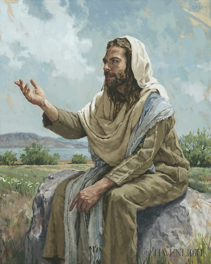 The Sermon On The Mount 24 X 30 Oil Board Original Painting