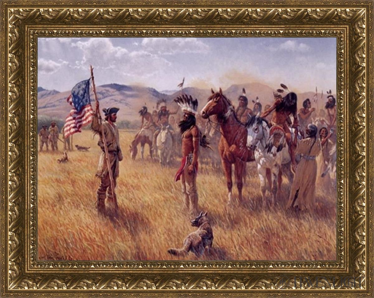 The Shoshonis And Their Horses - Key To Pacific Open Edition Canvas / 24 X 18 Gold 29 3/4 23 Art