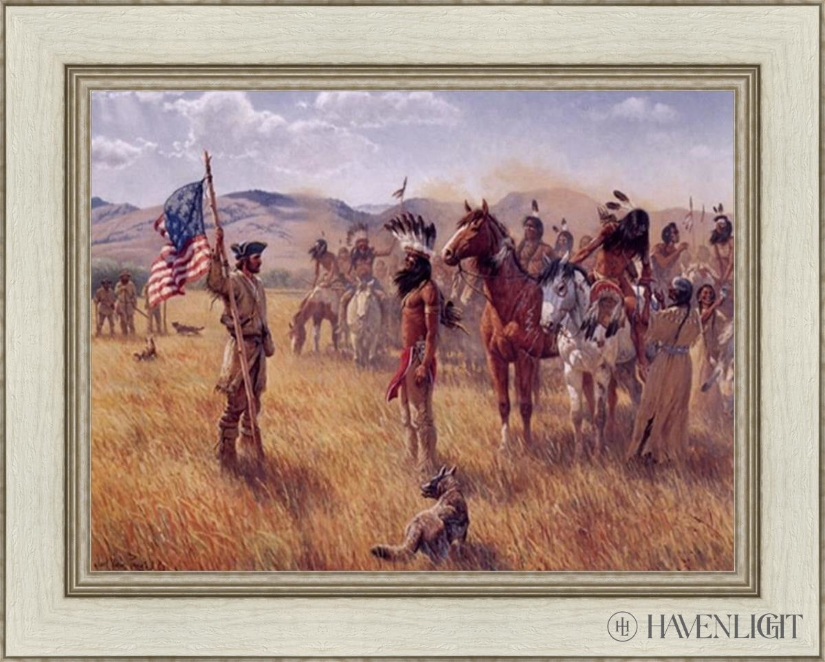 The Shoshonis And Their Horses - Key To Pacific Open Edition Canvas / 24 X 18 Ivory 30 1/2 Art