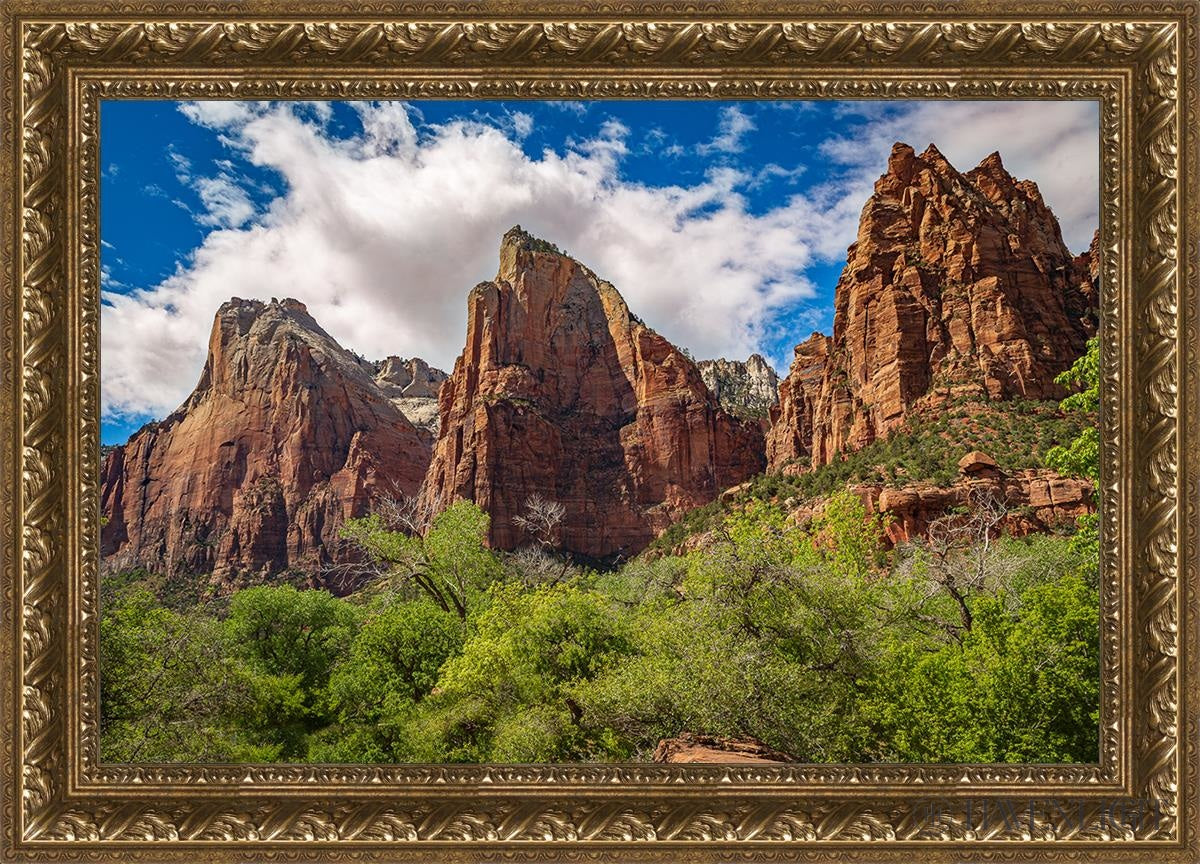 The Three Patriarchs Zion National Park Open Edition Canvas / 30 X 20 Gold 35 3/4 25 Art