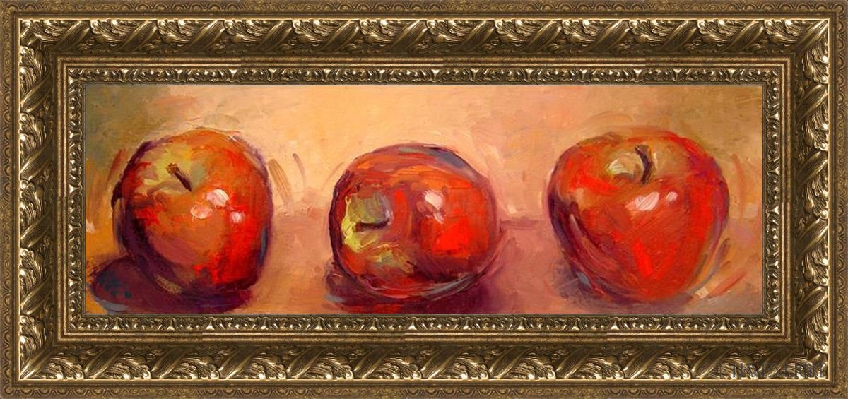 Three Apples Open Edition Print / 24 X 8 1/4 Gold 29 3/4 14 Art