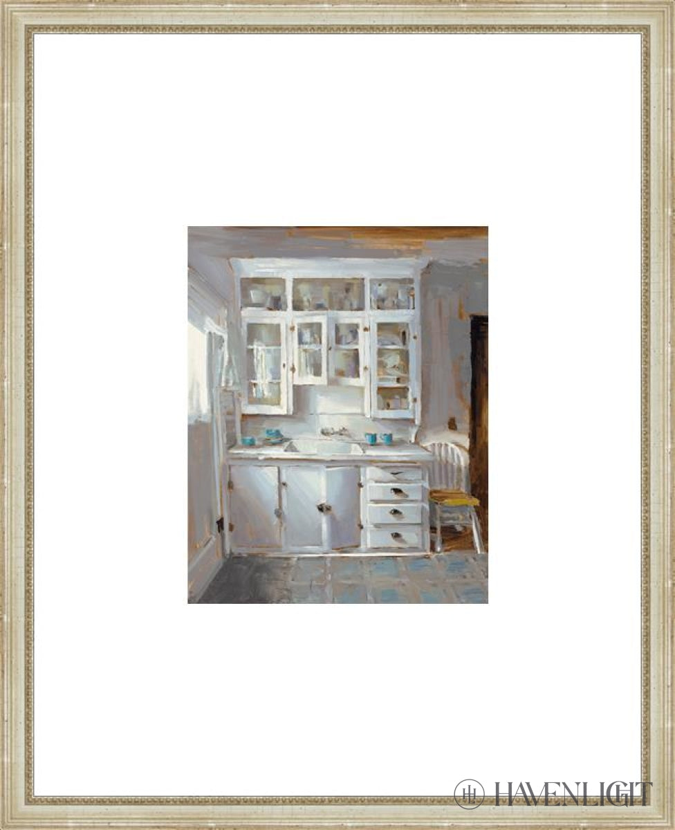 Vintage Kitchen Open Edition Print / 8 X 10 Matted Silver Frame 17 1/2 21 Art