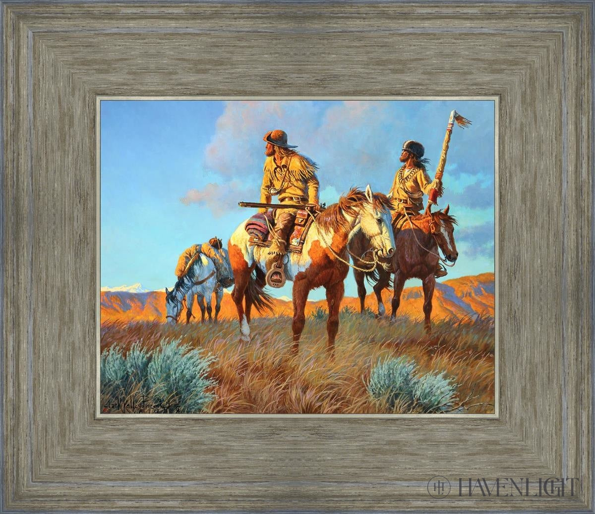 Watching Their Back Trail Open Edition Print / 10 X 8 Gray 14 3/4 12 Art