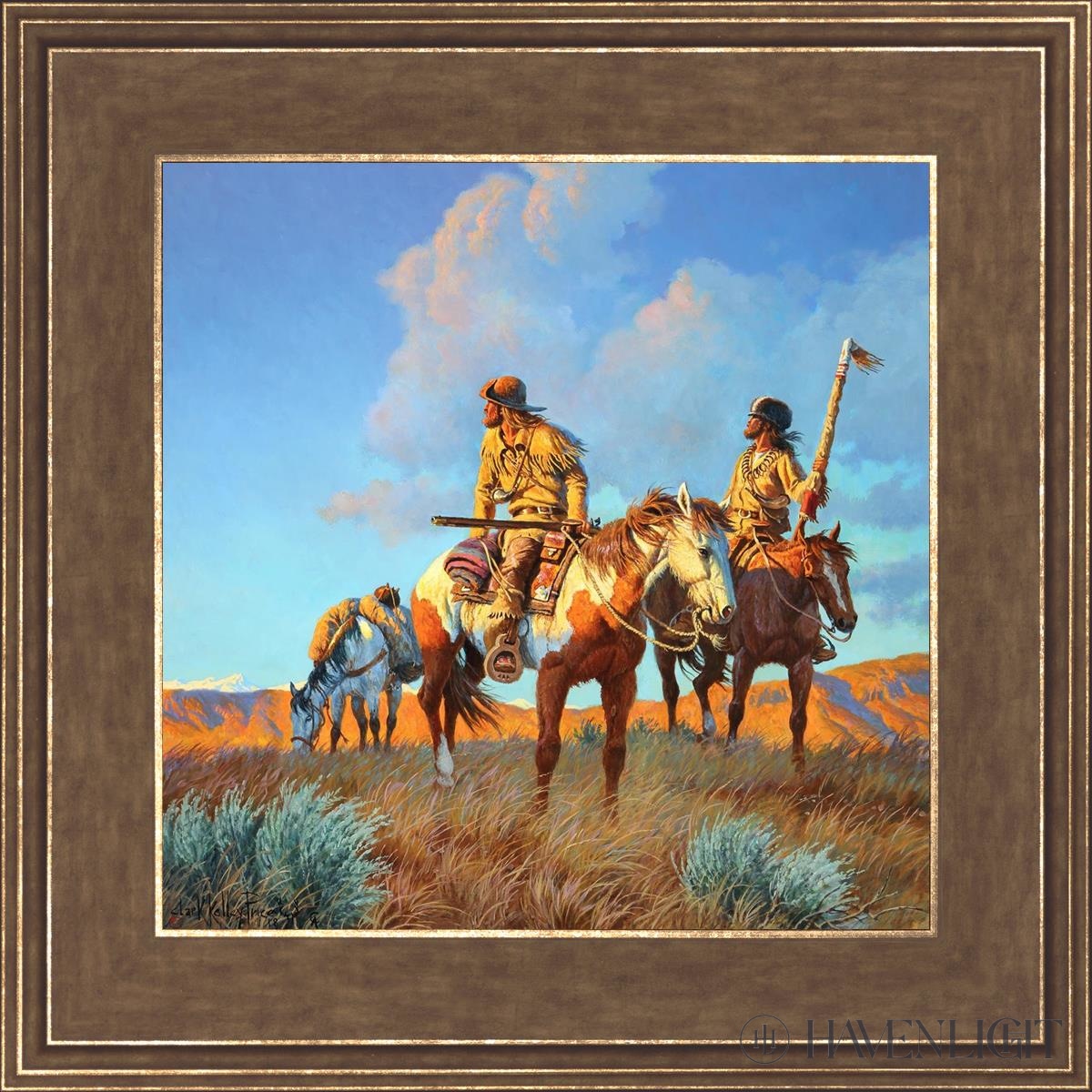 Watching Their Back Trail Open Edition Print / 12 X Gold 16 3/4 Art