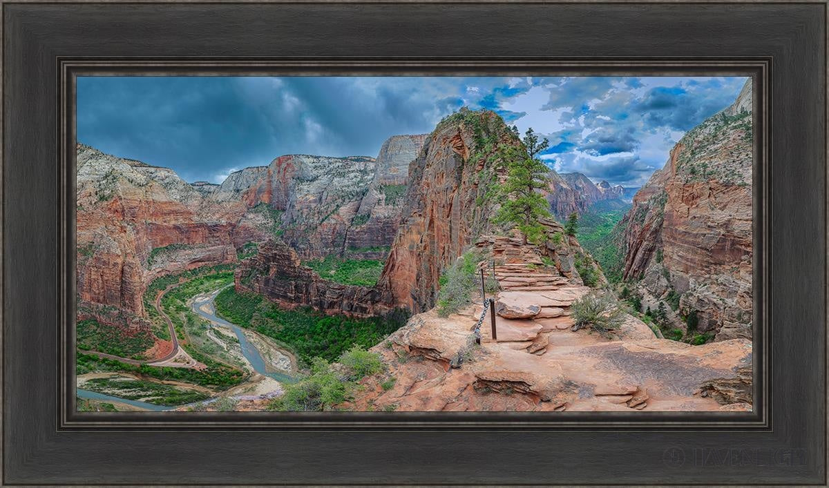 Zion National Park Utah. Angels Landing Panorama Open Edition Canvas / 30 X 15 Black 36 1/2 21 Art