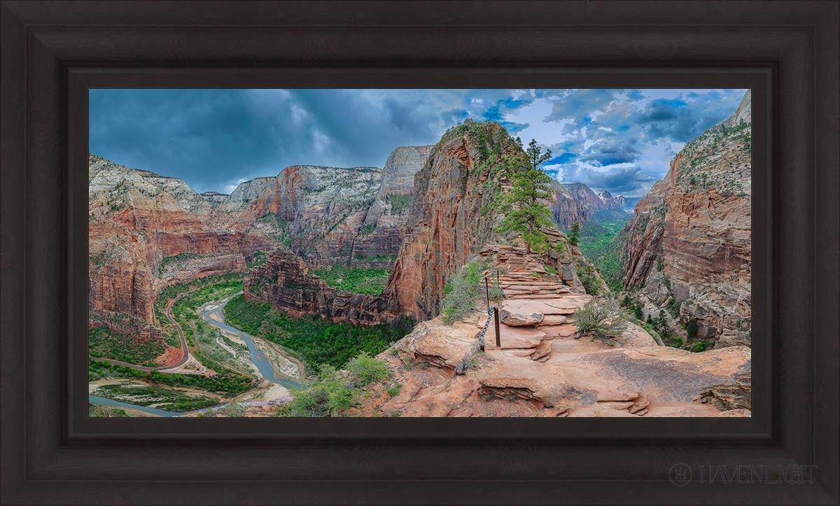 Zion National Park Utah. Angels Landing Panorama Open Edition Canvas / 30 X 15 Brown 37 3/4 22 Art