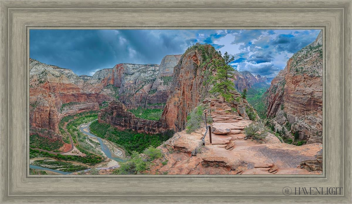 Zion National Park Utah. Angels Landing Panorama Open Edition Canvas / 30 X 15 Gray 35 3/4 20 Art