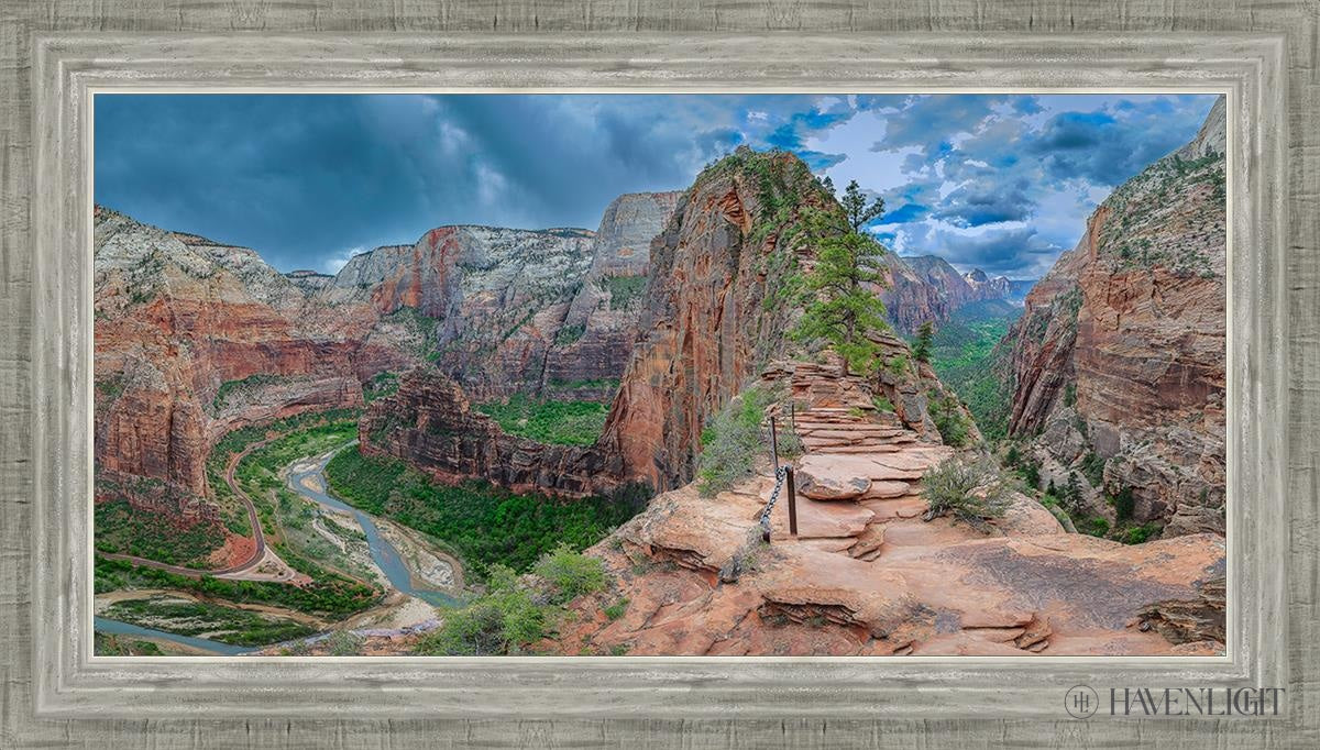 Zion National Park Utah. Angels Landing Panorama Open Edition Canvas / 30 X 15 Silver 34 3/4 19 Art