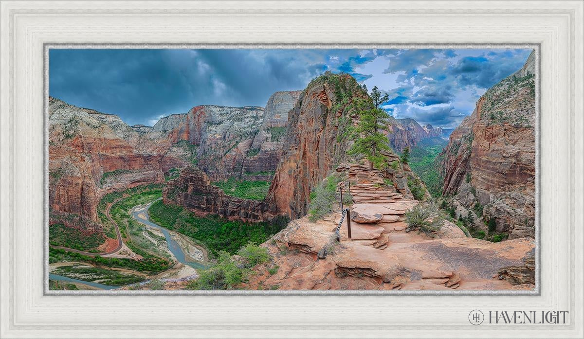 Zion National Park Utah. Angels Landing Panorama Open Edition Canvas / 30 X 15 White 35 3/4 20 Art