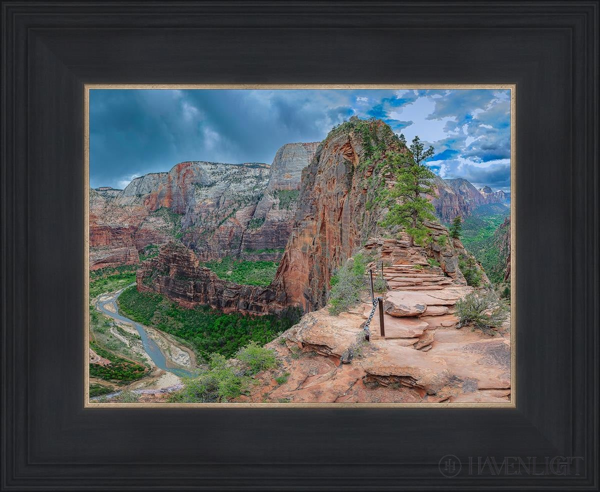Zion National Park Utah. Angels Landing Panorama Open Edition Print / 12 X 9 Black 16 3/4 13 Art