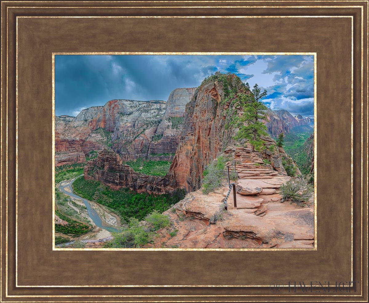 Zion National Park Utah. Angels Landing Panorama Open Edition Print / 12 X 9 Gold 16 3/4 13 Art