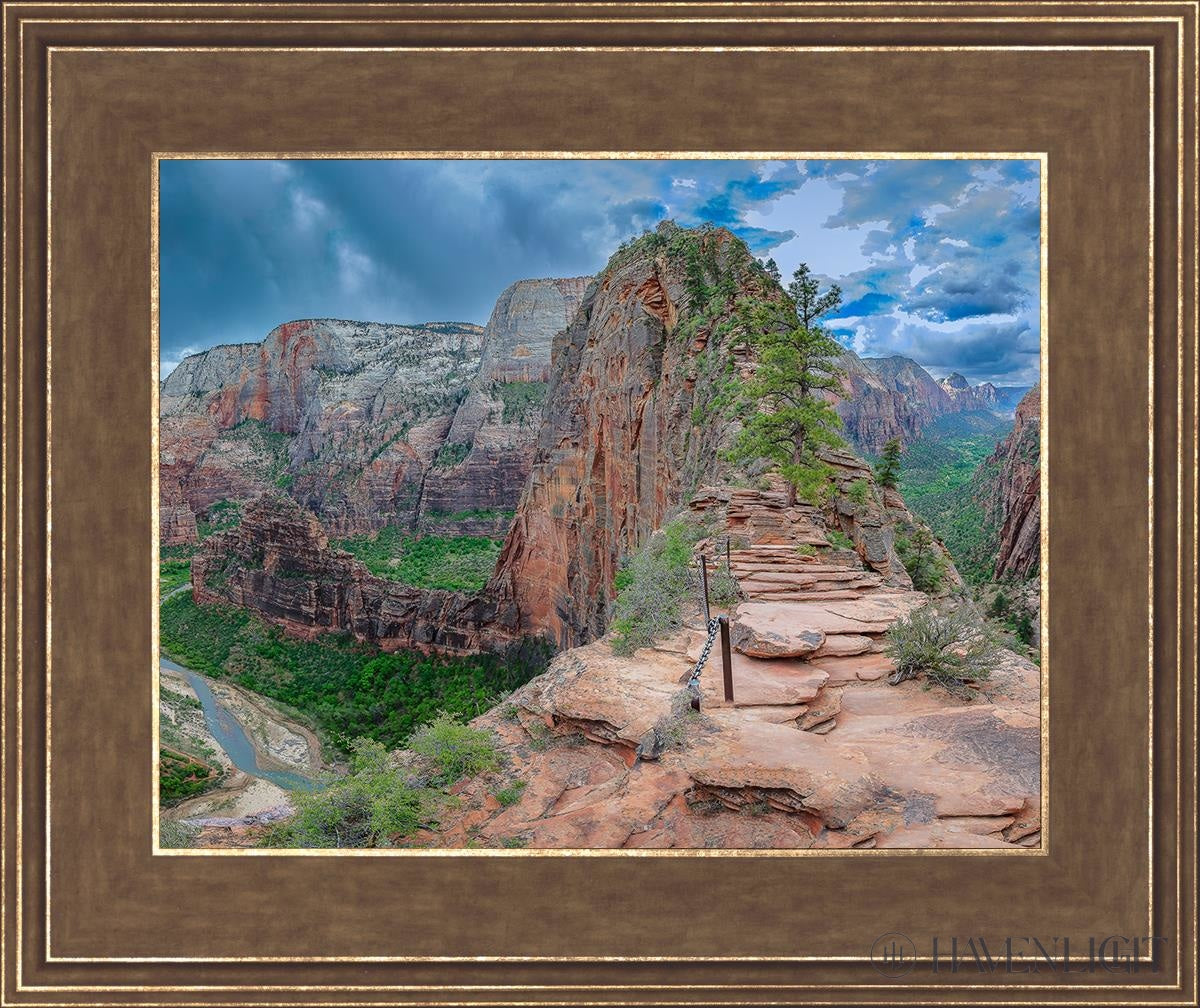 Zion National Park Utah. Angels Landing Panorama Open Edition Print / 14 X 11 Gold 18 3/4 15 Art